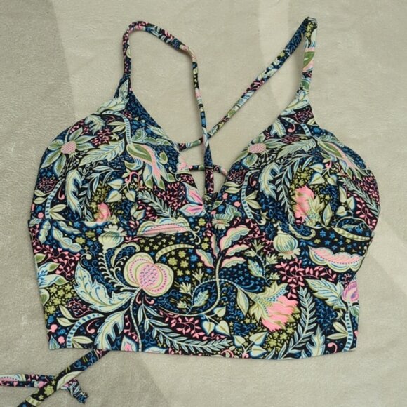 NWT Floral Bustier Crossback Bikini Top By Quintsoul Size Small - Picture 6 of 8